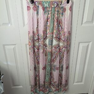 New York & Company Pink and Blue Paisley Maxi Skirt